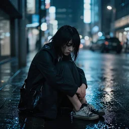 sad night in neo - tokyo, rain