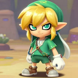 an in game portrait of link from splatoon 2, splatoon 2 art style.