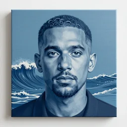 A beautiful matte portrait Masterpiece of ocean waves by Beeple and RHADS, Trending on Artstation , featured on behance, intricate, rectilinear.