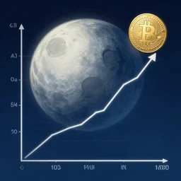 a chart of Bitcoin going to the moon.