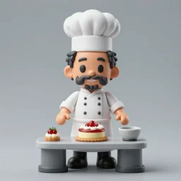 “an award winning symmetrical photograph of an action figure doll of Kendrick Lamar working as a pastry chef”