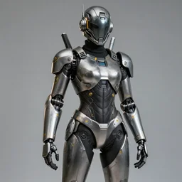 a fullbody portrait of a robotic anthropomorphic worker gal : : in a steel mechsuit with dark yellow accents, toned mechanical abs, long sleeves, turtleneck, robotic parts, sci - fi masked helmet, breastplate : : cosplay, photgraphy, real lighting, sci - fi, hd : :