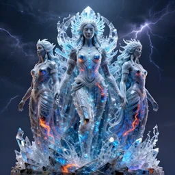 3 d goddess crystalized cathedral portrait, sculpture sigma 5 0 0 mm f 4, beautiful intricate highly detailed aboriginal, bioluminescent, plasma, lava, ice, water, wind, creature, thunderstorm! artwork by tooth wu and wlop and beeple and greg rutkowski, 8 k trending on artstation,
