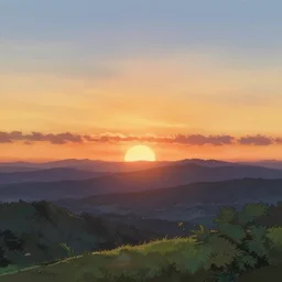 beautiful anime sunset lansdcape studio ghibli