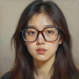 oil painting portrait of beautiful women with big nerdy glasses, 4k