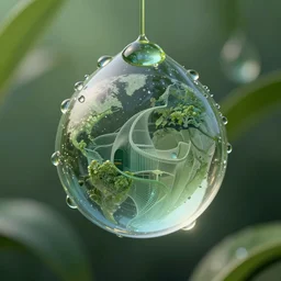 nature in drops of dew, within every dewdrop a world of struggle, fantasy intricate elegant under creative architectural shapes lush volumetric lighting 3 d modelling