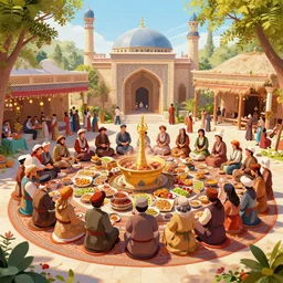A beautiful, perfect, impressive, amazing concept art digital CG painting of Nowruz celebrations in Akre trending on ArtStation, Unreal Engine