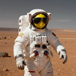 a lemon wearing sunglasses astronaut in mars, autochrome, atmospheric, 4K, trending on artstation
