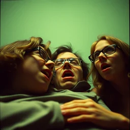 todd solondz going crazy in possession by andrzej zulawski, glasses, scared, screaming and crying, seventies film, cinemaic, dramatic, soft light