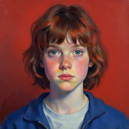 beautiful portrait of Eleven from Stranger things by ((martine johanna)) , artstation winner,figurativism , portrait,
