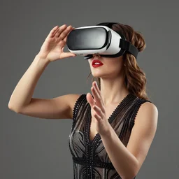 1 9 2 0 s photo of a flapper girl wearing a vr virtual reality headset