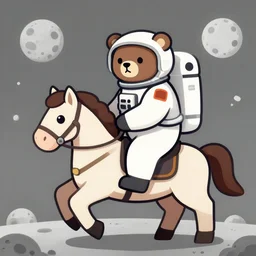 a ferocious astronaut bear riding on a horse on the moon, digital art