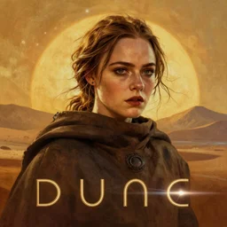 Elle Fanning in the painted world of Dune, head and shoulders masterpiece, apocalypse, golden hour, cosmic horror, artstation, in the style of Andrew Wyeth and Edward Hopper and Bosch, extremely detailed