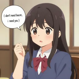 anime girl saying ( ( i don't need bacon, i need you ) )