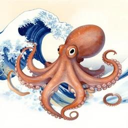 The love of an octopus, style of Hokusai, artstation,
