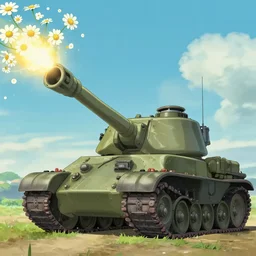 wholesome animation key shot, an army tank shooting out daisies, studio ghibli, pixar and disney animation, sharp, disney concept art watercolor illustration by mandy jurgens and alphonse mucha and alena aenami, pastel color palette, dramatic lighting