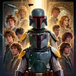 symmetry! highly detailed portrait of boba fett, shallow focus!!!. fantasy art by greg rutkowski, loish, rhads, ferdinand knab, makoto shinkai and lois van baarle, ilya kuvshinov, rossdraws, tom bagshaw, alphonse mucha, global illumination, radiant light, space station.