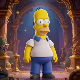 homer simpson, ( ( ( fairy tale, stunning, surrounding cinematic light, hyper detailed, ornate and intricate, 4 k cinematic octane render ) ) )
