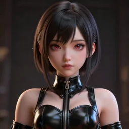 clothed, worksafe. cgsociety, by wlop, ilya kuvshinov, krenz cushart, greg rutkowski, trending on artstation. zbrush sculpt, octane, maya, houdini, vfx. close - up face of a cute anime japanese filipino girl wearing latex corset. cinematic dramatic atmosphere, sharp focus, volumetric lighting.
