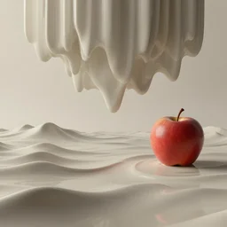 concept art landscape by james jean and bridget riley and apple, fluid simulation in houdini, simplified geometry, waves of paint and plastic suspended in oil, anti - gravity, subsurface scattering, volumetric, natural muted tones, trending on artstation, rendered in octane, cgsociety