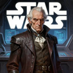 star wars comic book style portrait painting of an old thin wispy man with a mean intelligent face, and futuristic victorian clothing, standing in front of a computer simulation, sci - fi, intricate, elegant, highly detailed, digital painting, artstation, concept art, matte, sharp focus, illustration, art by artgerm and greg rutkowski and jim burns