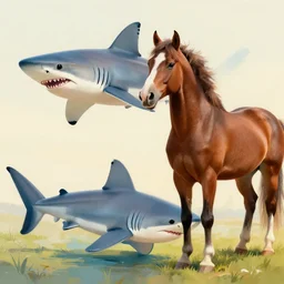 a mix of a shark and a horse