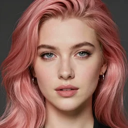 portrait of a beautiful 20-year-old woman with pink hair by Mario Testino, ca. 1990, close up, detailed, award winning, Sony a7R
