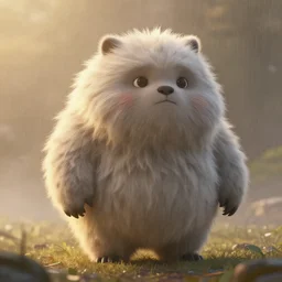 large fluffy unknown creature, fog, rain, volumetric lighting, beautiful, golden hour, sharp focus, ultra detailed, cgsociety