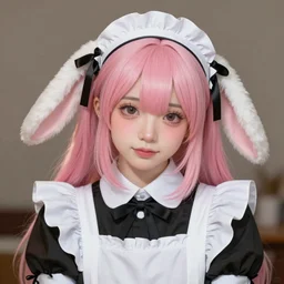 very beautiful!!!!!! digital painting of a blushing pink-haired rabbit girl masterpiece!!!!!!, neko, maid, wlop, trending on artstation, hyperdetailed, Unreal Engine 4k, 8k, ultra HD, render in octane