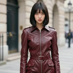 ektachrome, youthful asian demure, exquisite features, feminine cut, frontiers in flight leather suit henry viii, paul bellaart