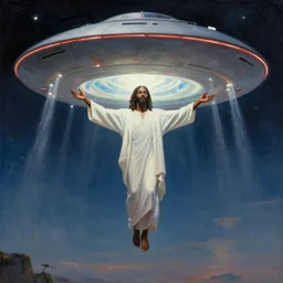 an african Jesus Christ inside a UFO, by Cheng, Hsiao-Ron,