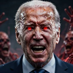 Joe Biden, hyper realistic ultra realistic horror terror dimensional photo furious glowing red eyes, extreme fear, panic, psychotic, Joe Biden , high quality photo, detailed , 8k