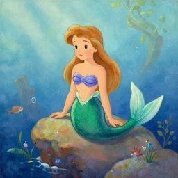 The Little Mermaid story by Hans Christien Andersen, in the style of Affandi