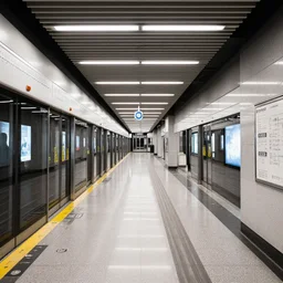 a photorealistic subway station with no people