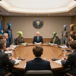 council of galactic states meeting, round table, alien races - n 4
