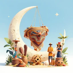 moon tribal summer party hyperdetailed digital illustration gediminas pranckevicius