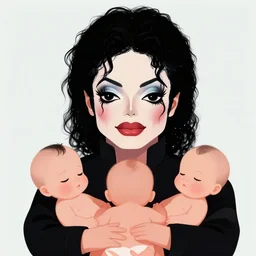 michael jackson as a cute alien with giant lips and makeup holding little human babies, digital illustration, 3 d render, in the style of deema egorov, amazing detail, ray tracing, behance, octane render, cg render, good lighting