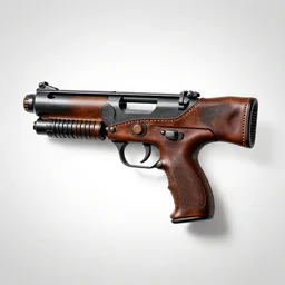 leather-bound water gun, photorealistic, isolated on a pure white background, centered, entire object in frame, sharp focus, soft studio lighting