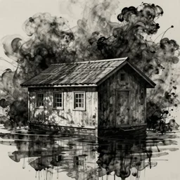 boat house, ink, convex