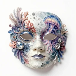 mask, intricate, ( by beksinski # ), by ernst haeckel, shiny crystalline, watercolor, jellyfish, coral, feathers, mandelbulb 3 d, fractal flame