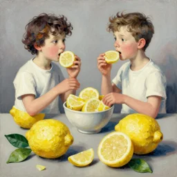 lemon eaters painting by victor pivovarov conceptualism high quality