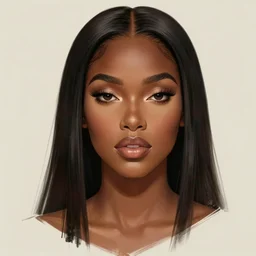 A bust of a beautiful dark skinned Dominican Republic girl with large lips and smooth eyebrows and straight hair, HD, illustration, epic, fantasy, intricate, elegant, amazing detail, digital painting, artstation, concept art, smooth, sharp focus, illustration