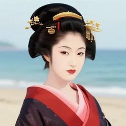 portrait of geisha at the beach by atey ghailan and ruan jia