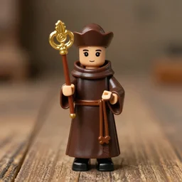 a small plastic toy of a Benedictine Monk