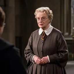 Granny Weatherwax is teaching in Hogwarts, a scene from Harry Potter movie