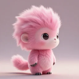 high quality 3 d render hyperrealist very cute small tardiradiant, plush mascot, spiky fluffy smooth hair, photo from the side, pink fluffy fur,, fractal veins. cyborg, 1 5 0 mm, beautiful natural soft light, rim light, vray, smooth background, artstation, ultra detailed