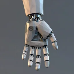 realistic human robotic hand, dystopian, a low poly render by gabriel dawe, surrealism, trending on polycount, generative art, low poly, rendered in cinema 4 d, terragen