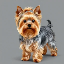 Yorkshire terrier dog, long hair, extremely detailed masterpiece, illustration, by Michael Sowa,