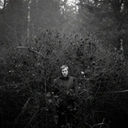 a film by henry tarkovsky in a ghost hunt with heavy bush and dark forest, cinestill 8 0 0 t 3 5 mm b & w, heavy grain, high quality, black, natural textures, photorealistic, natural textures, ambient occlusion, hd, fog, criteria collection