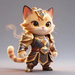 anthropomorphic super cute fantasy cat warrior 3D concept art by Gediminas Pranckevicius, glowing effect, ornate, dynamic,  centered, sharp focus,  beautiful detailed, face very realistic, Game Art, hyper detailed, no background, cartoon, cinematic, raytrace, Trend on artstation, C4D